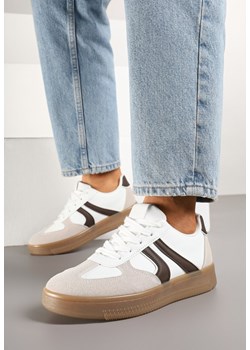 Biało-Brązowe Sneakersy w Stylu Kultowych Tenisówek Setionis ze sklepu born2be.pl w kategorii Buty sportowe damskie - zdjęcie 178415835
