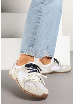 Beżowo-Szare Sneakersy z Ozdobnymi Przeszyciami i Kontrastowymi Sznurówkami Ilivrella ze sklepu born2be.pl w kategorii Buty sportowe damskie - zdjęcie 178415949