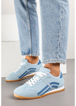 Niebieskie Sneakersy z Przeszyciami i Ozdobnymi Paskami na Boku Beniffa ze sklepu born2be.pl w kategorii Buty sportowe damskie - zdjęcie 178416636
