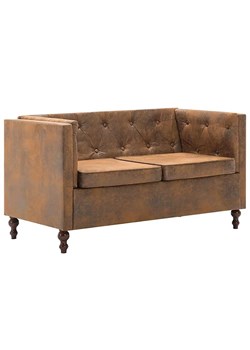 2-osobowa Sofa Vang w stylu Chesterfield - brąz ze sklepu Edinos.pl w kategorii Sofy i kanapy - zdjęcie 178419629