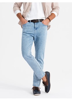 Marmurkowe męskie spodnie jeansowe CARROT FIT – jasnoniebieskie V1 OM-PADP-0225 ze sklepu ombre w kategorii Jeansy męskie - zdjęcie 178420597