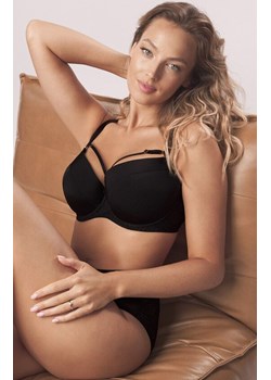 Biustonosz usztywniany z paskami czarny Desire, Kolor czarny, Rozmiar 65E, Mefemi ze sklepu Intymna w kategorii Biustonosze - zdjęcie 178424715