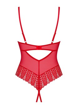 Obsessive czerwone koronkowe body otwarte Ingridia, Kolor czerwony, Rozmiar XS/S, Obsessive ze sklepu Intymna w kategorii Body damskie - zdjęcie 178424739