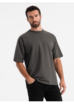 Męski t-shirt bawełniany LOOSE FIT z okrągłym dekoltem – szarozielony V3 OM-TSBC-0234 ze sklepu ombre w kategorii T-shirty męskie - zdjęcie 178431227