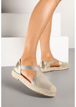 Złote Espadryle Ozdobione Plecionką i Paskiem Morinia ze sklepu born2be.pl w kategorii Espadryle damskie - zdjęcie 178434319