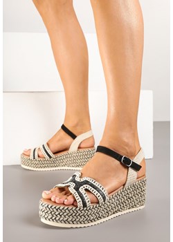 Czarne Sandały na Koturnie z Plecionki w Stylu Boho Vesstis ze sklepu born2be.pl w kategorii Espadryle damskie - zdjęcie 178438129