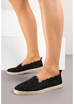 Czarne Ażurowe Espadryle Vices w Kwiatowy Wzór z Plecionki Donavia ze sklepu born2be.pl w kategorii Espadryle damskie - zdjęcie 178442809
