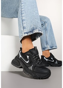 Czarne Sneakersy na Grubej Podeszwie z Siateczką Olirase ze sklepu born2be.pl w kategorii Buty sportowe damskie - zdjęcie 178445836