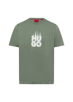 HUGO Koszulka męska - Dalayer Mężczyźni Bawełna zielony jednolity ze sklepu vangraaf w kategorii T-shirty męskie - zdjęcie 178449186