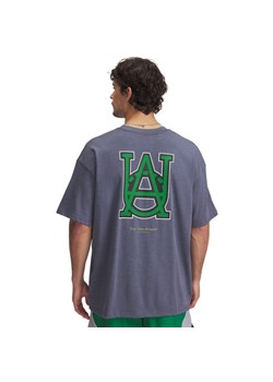 Męski t-shirt z nadrukiem Under Armour UA Heavyweight Hoops Courtside Short Sleeve - szary ze sklepu Sportstylestory.com w kategorii T-shirty męskie - zdjęcie 178449397