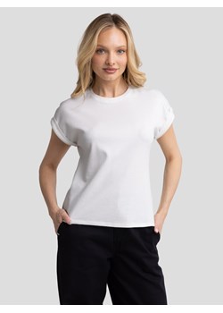 Koszulka damska z podwijanym rękawem biała Adela 100 ze sklepu Big Star w kategorii Bluzki damskie - zdjęcie 178450719