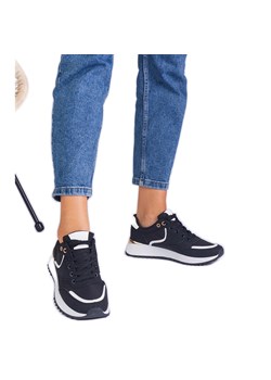 Czarne sneakersy damskie ze złotą wstawką ze sklepu ButyModne.pl w kategorii Buty sportowe damskie - zdjęcie 178475317