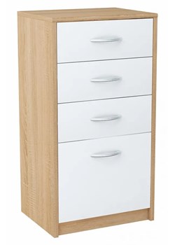 Komoda z szufladami dąb sonoma + biały - Huso 4X ze sklepu Edinos.pl w kategorii Komody - zdjęcie 178477638