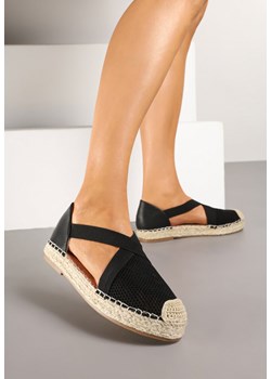 Czarne Plecione Espadryle z Ozdobnymi Paskami Morithia ze sklepu renee.pl w kategorii Espadryle damskie - zdjęcie 178482338