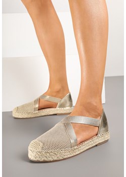 Złote Plecione Espadryle z Ozdobnymi Paskami Morithia ze sklepu renee.pl w kategorii Espadryle damskie - zdjęcie 178482356