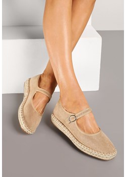 Ciemnobeżowe Espadryle z Ekozamszu Zapinane na Pasek z Klamerką Deolisse ze sklepu renee.pl w kategorii Espadryle damskie - zdjęcie 178482488