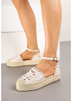 Beżowe Ażurowe Espadryle na Platformie Eleanil ze sklepu renee.pl w kategorii Espadryle damskie - zdjęcie 178482968