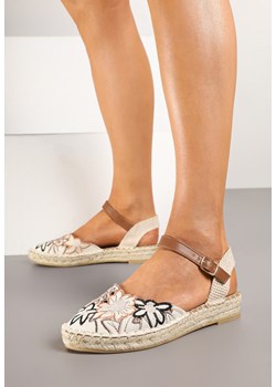 Beżowo-Brązowe Sandały w Stylu Espadryli z Plecionką i Haftem Lealisse ze sklepu renee.pl w kategorii Espadryle damskie - zdjęcie 178484996