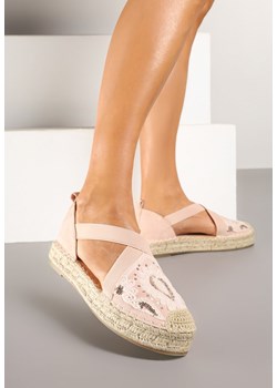 Różowe Espadryle na Grubej Plecionej Podeszwie z Ozdobnym Noskiem i Haftami Atera ze sklepu renee.pl w kategorii Espadryle damskie - zdjęcie 178488725