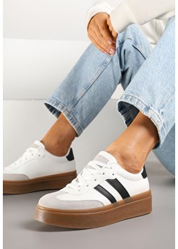 Biało-Czarne Klasyczne Sneakersy Tenisówki na Niskiej Platformie Denirla ze sklepu renee.pl w kategorii Buty sportowe damskie - zdjęcie 178489859