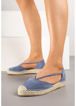 Ciemnoniebieskie Płaskie Espadryle z Wyciętymi Bokami Ozdobione Plecionką Annorila ze sklepu renee.pl w kategorii Espadryle damskie - zdjęcie 178490387