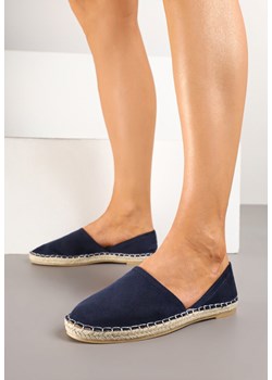 Granatowe Espadryle  Ozdobione Wyciętą Cholewką i Plecionką Wommea ze sklepu renee.pl w kategorii Espadryle damskie - zdjęcie 178490645