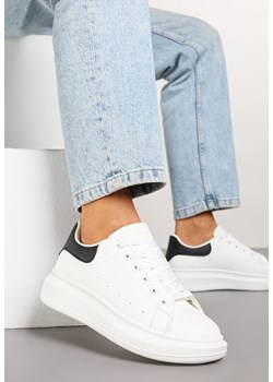 Biało-Czarne Sneakersy Typu Tenisówki na Niskim Koturnie Elanireth ze sklepu renee.pl w kategorii Buty sportowe damskie - zdjęcie 178490939