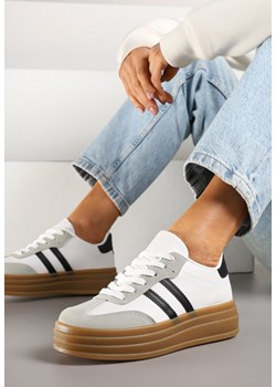 Biało-Czarne Sneakersy w Stylu Tenisówki z Paskami Hirnelia ze sklepu renee.pl w kategorii Buty sportowe damskie - zdjęcie 178490957
