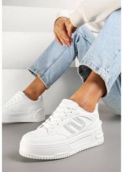 Białe Sneakersy na Platformie z Geometrycznym Motywem Zolsemi ze sklepu renee.pl w kategorii Buty sportowe damskie - zdjęcie 178492439