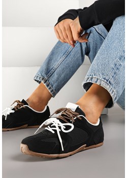 Czarne Sneakersy z Kontrastującymi Sznurówkami i Przeszyciami Nanlita ze sklepu renee.pl w kategorii Buty sportowe damskie - zdjęcie 178492739