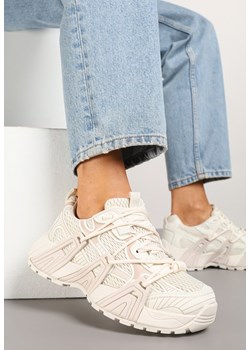 Beżowe Sneakersy z Designerskim Sznurowaniem Nuritha ze sklepu renee.pl w kategorii Buty sportowe damskie - zdjęcie 178493657