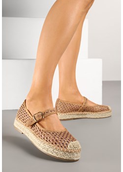 Ciemnobeżowe Siateczkowe Espadryle na Podeszwie z Juty Zapinane na Sprzączkę Geniffia ze sklepu renee.pl w kategorii Espadryle damskie - zdjęcie 178494556