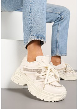 Beżowe Sneakersy na Platformie z Grubymi Sznurówkami Kilanne ze sklepu renee.pl w kategorii Buty sportowe damskie - zdjęcie 178494796