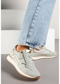Jasnozielone Sneakersy Ozdobione Suwakiem i Metalicznymi Wstawkami Alua ze sklepu renee.pl w kategorii Buty sportowe damskie - zdjęcie 178496146