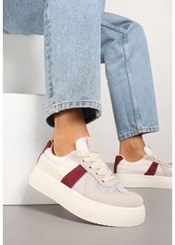 Beżowo-Bordowe Sneakersy Typu Kultowe Tenisówki na Grubej Podeszwie Nanessa ze sklepu renee.pl w kategorii Buty sportowe damskie - zdjęcie 178496206