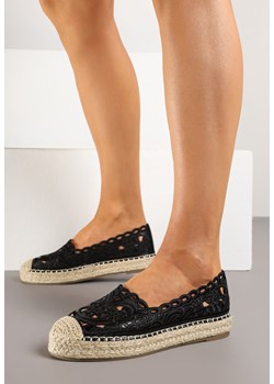 Czarne Ażurowe Espadryle Zdobione Plecionką i Koronką Nelariss ze sklepu renee.pl w kategorii Espadryle damskie - zdjęcie 178496557