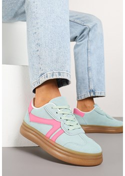 Jasnozielone Sneakersy Klasyczne Tenisówki Zdobione Przeszyciami Alatira ze sklepu renee.pl w kategorii Buty sportowe damskie - zdjęcie 178497706