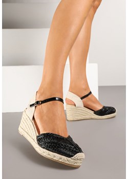 Czarne Sandały na Koturnie w Stylu Boho z Plecioną Cholewką Ralisses ze sklepu renee.pl w kategorii Espadryle damskie - zdjęcie 178498968
