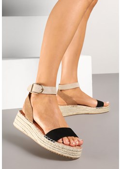 Czarne Sandały na Plecionej Podeszwie w Stylu Boho Lurienna ze sklepu renee.pl w kategorii Espadryle damskie - zdjęcie 178499157