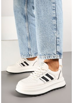 Beżowo-Czarne Sneakersy z Geometrycznym Wzorem Fonawia ze sklepu renee.pl w kategorii Buty sportowe damskie - zdjęcie 178524699