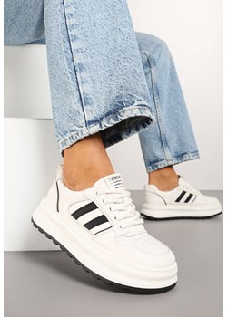 Beżowo-Czarne Sneakersy Ozdobione Paskami Foneria ze sklepu born2be.pl w kategorii Buty sportowe damskie - zdjęcie 178529358
