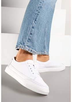 Białe Sneakersy Skórzane z Przeszyciami Setalith ze sklepu born2be.pl w kategorii Buty sportowe damskie - zdjęcie 178529397