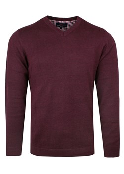 Męski Klasyczny Sweter w Serek (V-Neck) - Bordo SWADGAW24winemelV ze sklepu JegoSzafa.pl w kategorii Swetry męskie - zdjęcie 178533559