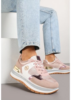 Różowe Sneakersy Streetwearowe Zdobione Przeszyciami Adivelo ze sklepu renee.pl w kategorii Buty sportowe damskie - zdjęcie 178539959