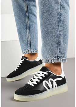 Czarne Sneakersy w Stylu Klasycznych Tenisówek z Ozdobną Aplikacją Elddiva ze sklepu born2be.pl w kategorii Buty sportowe damskie - zdjęcie 178541945