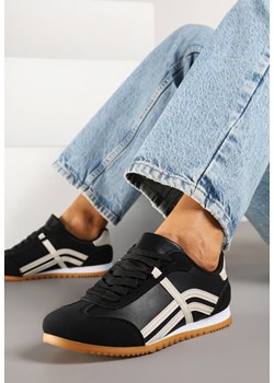 Czarne Sneakersy w Stylu Kultowych Tenisówek z Ozdobnymi Przeszyciami Wendiva ze sklepu born2be.pl w kategorii Buty sportowe damskie - zdjęcie 178541969