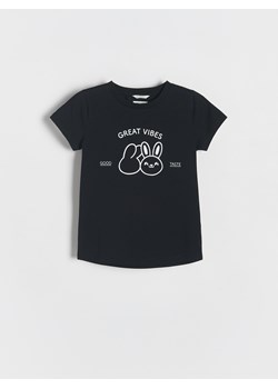 Reserved - T-shirt z nadrukiem - czarny ze sklepu Reserved w kategorii Bluzki dziewczęce - zdjęcie 178543306