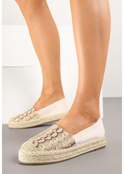 Ciemnobeżowe Espadryle Ozdobione Plecionką i Geometrycznym Motywem Sdivoria ze sklepu renee.pl w kategorii Espadryle damskie - zdjęcie 178545026