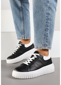 Czarno-Białe Sneakersy na Grubej Tłoczonej Podeszwie Zdivila ze sklepu born2be.pl w kategorii Buty sportowe damskie - zdjęcie 178560059