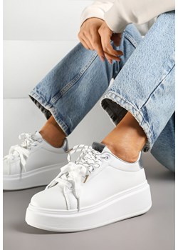 Biało-Srebrne Sneakersy z Podwójnym Sznurowaniem Zdivoria ze sklepu renee.pl w kategorii Buty sportowe damskie - zdjęcie 178560406